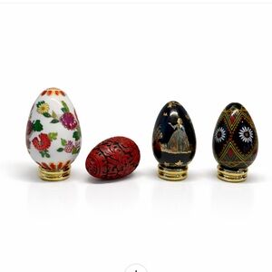 Franklin Mint Decorative Egg Set - Red, Black, White, Gold, black, SET OF 4